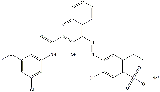 3-Chloro-6-ethyl-4-[[3-[[(3-chloro-5-methoxyphenyl)amino]carbonyl]-2-hydroxy-1-naphtyl]azo]benzenesulfonic acid sodium salt 结构式