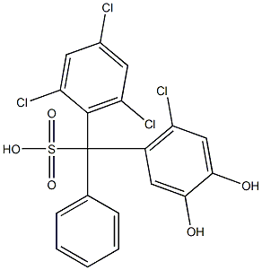 (6-Chloro-3,4-dihydroxyphenyl)(2,4,6-trichlorophenyl)phenylmethanesulfonic acid 结构式