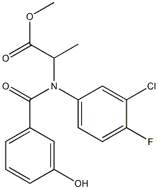 2-[N-(3-Hydroxybenzoyl)-3-chloro-4-fluoroanilino]propanoic acid methyl ester 结构式