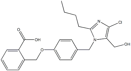 2-[4-(2-Butyl-4-chloro-5-hydroxymethyl-1H-imidazol-1-ylmethyl)phenoxymethyl]benzoic acid 结构式