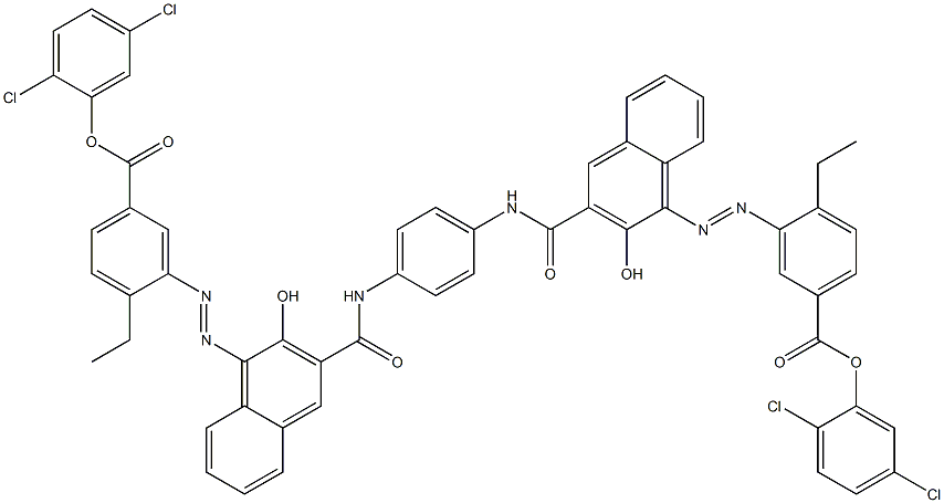 1,4-Bis[1-[[2-ethyl-5-(2,5-dichlorophenoxycarbonyl)phenyl]azo]-2-hydroxy-3-naphthoylamino]benzene 结构式