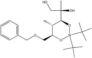 (2R)-2-[(4R,5S,6S)-4-Benzyloxymethyl-2,2-di-tert-butyl-5-methyl-1,3-dioxa-2-silacyclohexan-6-yl]propane-1,2-diol 结构式