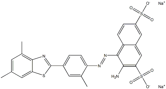 3-Amino-4-[[4-(4,6-dimethyl-2-benzothiazolyl)-2-methylphenyl]azo]-2,7-naphthalenedisulfonic acid disodium salt 结构式