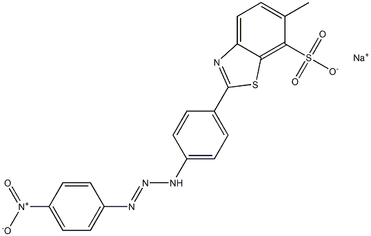 2-[4-[1-(4-Nitrophenyl)triazen-3-yl]phenyl]-6-methylbenzothiazole-7-sulfonic acid sodium salt 结构式