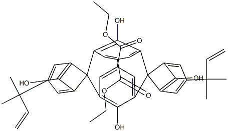 3,5-[[2-Hydroxy-5-(ethoxycarbonyl)-1,3-phenylene]bis[methylene(5-tert-butyl-2-hydroxy-1,3-phenylene)methylene]]-4-hydroxybenzoic acid ethyl ester 结构式