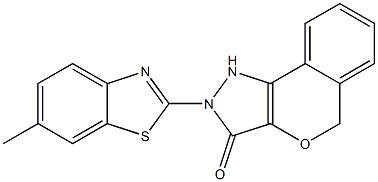 1,5-Dihydro-2-(6-methylbenzothiazol-2-yl)[2]benzopyrano[4,3-c]pyrazol-3(2H)-one 结构式