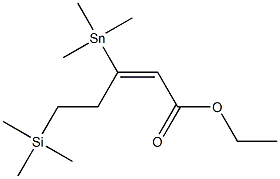 (E)-3-(Trimethylstannyl)-5-(trimethylsilyl)-2-pentenoic acid ethyl ester 结构式