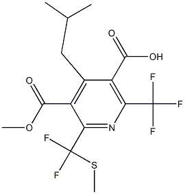 6-(Trifluoromethyl)-2-[difluoro(methylthio)methyl]-4-isobutylpyridine-3,5-di(carboxylic acid methyl) ester 结构式