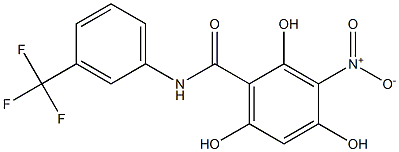 2,4,6-Trihydroxy-3-nitro-N-(3-(trifluoromethyl)phenyl)benzamide 结构式