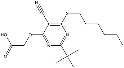 [2-tert-Butyl-5-cyano-6-hexylthio-4-pyrimidinyloxy]acetic acid 结构式