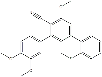 2-Methoxy-4-[3,4-dimethoxyphenyl]-5H-[1]benzothiopyrano[4,3-b]pyridine-3-carbonitrile 结构式