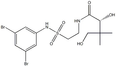 [R,(+)]-N-[2-[(3,5-Dibromophenyl)sulfamoyl]ethyl]-2,4-dihydroxy-3,3-dimethylbutyramide 结构式