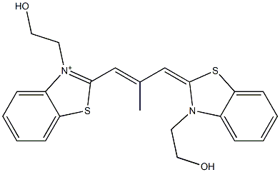 2-[2-Methyl-3-[2,3-dihydro-3-(2-hydroxyethyl)benzothiazole-2-ylidene]-1-propenyl]-3-(2-hydroxyethyl)benzothiazole-3-ium 结构式