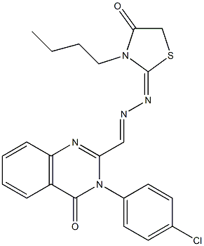 3-(4-Chlorophenyl)-2-[2-[(2,3,4,5-tetrahydro-3-butyl-4-oxothiazole)-2-ylidene]hydrazonomethyl]quinazoline-4(3H)-one 结构式