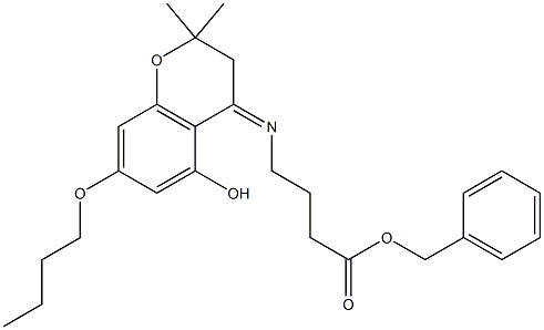 4-[(2,2-Dimethyl-5-hydroxy-7-butoxychroman-4-ylidene)amino]butanoic acid benzyl ester 结构式