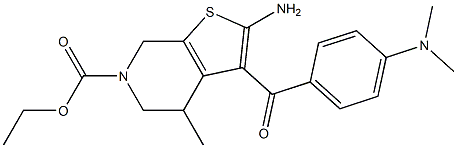 2-Amino-3-(4-dimethylaminobenzoyl)-4,5,6,7-tetrahydro-4-methyl-6-ethoxycarbonylthieno[2,3-c]pyridine 结构式