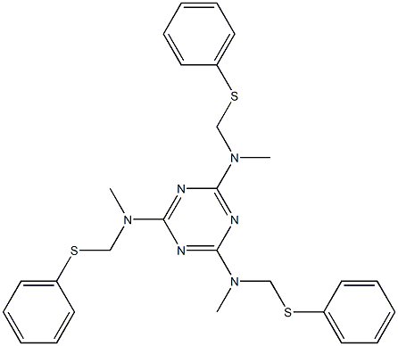 N,N',N''-Trimethyl-N,N',N''-tris[(phenylthio)methyl]-1,3,5-triazine-2,4,6-triamine 结构式