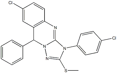 7-Chloro-3,9-dihydro-2-methylthio-3-(4-chlorophenyl)-9-phenyl[1,2,4]triazolo[5,1-b]quinazoline 结构式