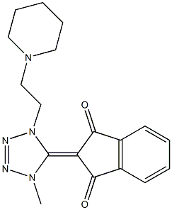 2-[1-Methyl-4-(2-piperidinoethyl)-1H-tetrazol-5(4H)-ylidene]indane-1,3-dione 结构式