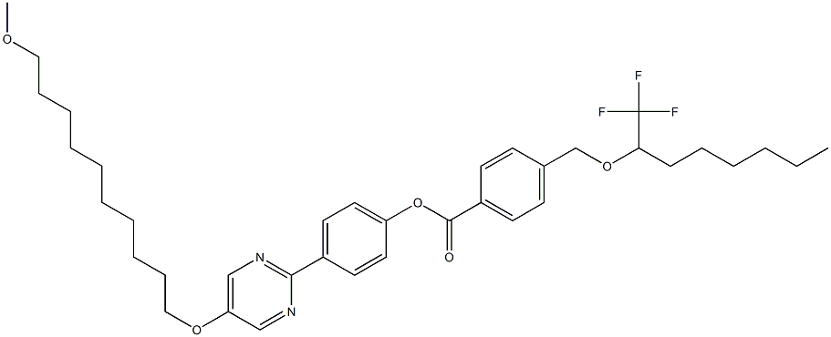 4-[[1-(Trifluoromethyl)heptyl]oxymethyl]benzoic acid 4-[5-(10-methoxydecyloxy)pyrimidin-2-yl]phenyl ester 结构式