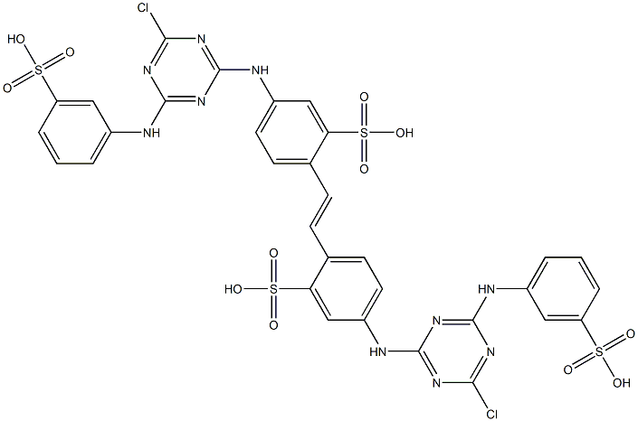 4,4'-Bis[4-chloro-6-(m-sulfoanilino)-1,3,5-triazin-2-ylamino]-2,2'-stilbenedisulfonic acid 结构式