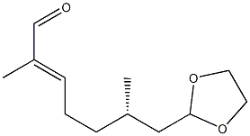 [S,(-)]-7-(1,3-Dioxolane-2-yl)-2,6-dimethyl-2-heptenal 结构式