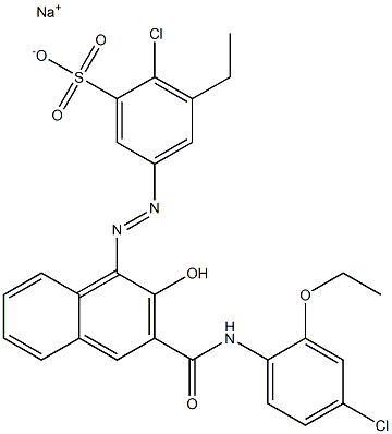 2-Chloro-3-ethyl-5-[[3-[[(4-chloro-2-ethoxyphenyl)amino]carbonyl]-2-hydroxy-1-naphtyl]azo]benzenesulfonic acid sodium salt 结构式