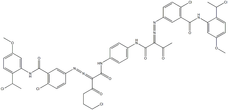 3,3'-[2-(2-Chloroethyl)-1,4-phenylenebis[iminocarbonyl(acetylmethylene)azo]]bis[N-[2-(1-chloroethyl)-5-methoxyphenyl]-6-chlorobenzamide] 结构式