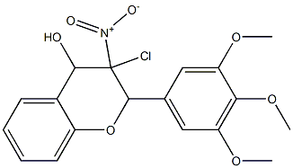 3-Chloro-3,4-dihydro-4-hydroxy-3-nitro-2-(3-methoxy-4-methoxy-5-methoxyphenyl)-2H-1-benzopyran 结构式