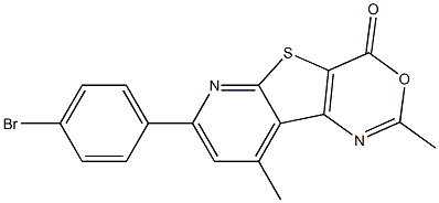 2,9-Dimethyl-7-(4-bromophenyl)-4H-pyrido[3',2':4,5]thieno[3,2-d][1,3]oxazin-4-one 结构式