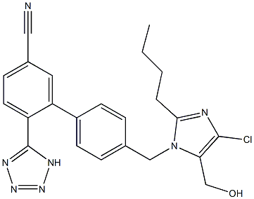 4'-[(2-Butyl-4-chloro-5-hydroxymethyl-1H-imidazol-1-yl)methyl]-2-(1H-tetrazol-5-yl)-1,1'-biphenyl-5-carbonitrile 结构式