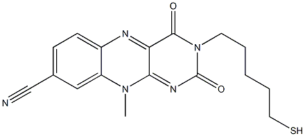 3-(5-Mercaptopentyl)-8-cyano-10-methylbenzo[g]pteridine-2,4(3H,10H)-dione 结构式