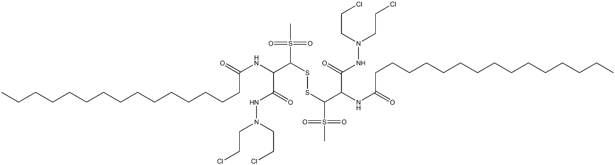 3,3'-Dithiobis[N',N'-bis(2-chloroethyl)-2-hexadecanoylamino-3-methylsulfonylpropionic acid hydrazide] 结构式