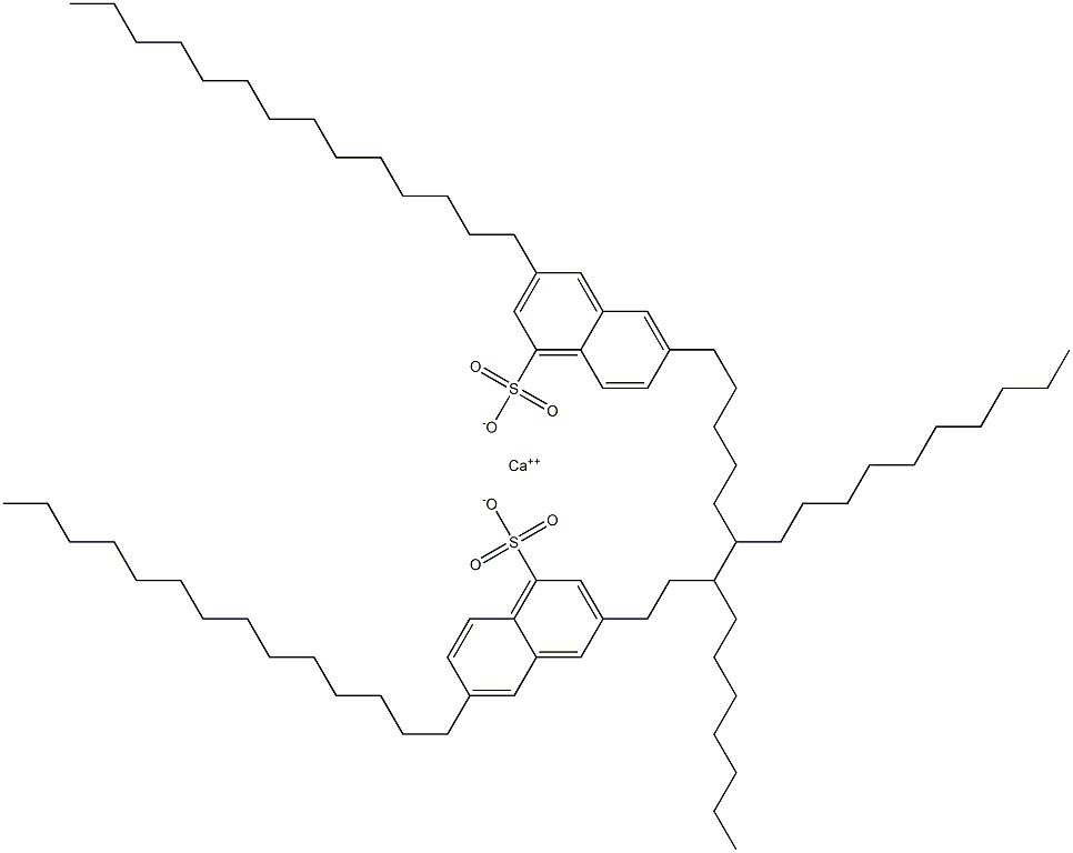 Bis(3,6-ditetradecyl-1-naphthalenesulfonic acid)calcium salt 结构式