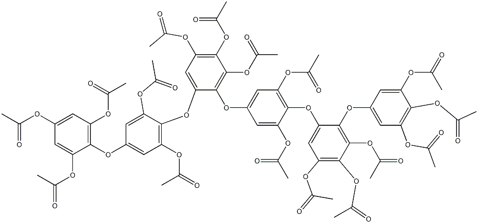 2-[4-(2,4,6-Triacetoxyphenoxy)-2,6-diacetoxyphenoxy]-4'-[2-(3,4,5-triacetoxyphenoxy)-3,4,5-triacetoxyphenoxy]-3',4,5,5',6-pentaacetoxydiphenyl ether 结构式