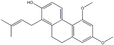 9,10-Dihydro-5,7-dimethoxy-1-(3-methyl-2-butenyl)phenanthren-2-ol 结构式