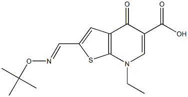 2-[(tert-Butyloxyimino)methyl]-7-ethyl-4,7-dihydro-4-oxothieno[2,3-b]pyridine-5-carboxylic acid 结构式