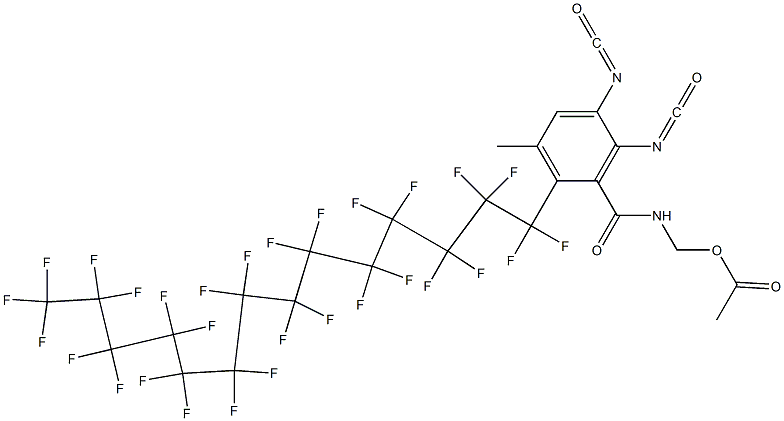 N-(Acetyloxymethyl)-2-(nonacosafluorotetradecyl)-5,6-diisocyanato-3-methylbenzamide 结构式