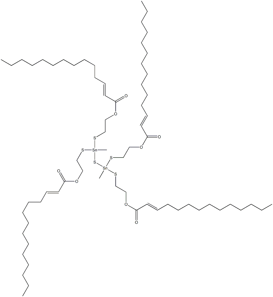 Bis[methylbis[[2-(1-tridecenylcarbonyloxy)ethyl]thio]stannyl] sulfide 结构式