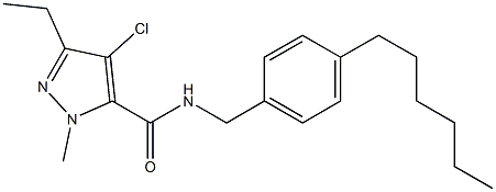 N-(4-Hexylbenzyl)-1-methyl-3-ethyl-4-chloro-1H-pyrazole-5-carboxamide 结构式