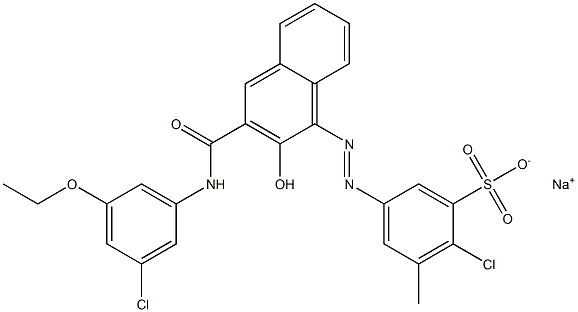 2-Chloro-3-methyl-5-[[3-[[(3-chloro-5-ethoxyphenyl)amino]carbonyl]-2-hydroxy-1-naphtyl]azo]benzenesulfonic acid sodium salt 结构式