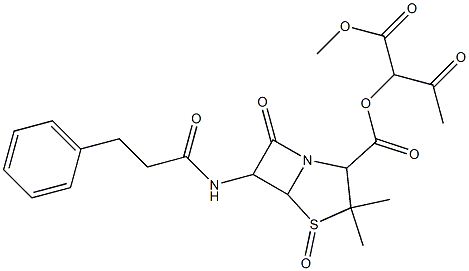 2-[1-Acetyl-2-methoxy-2-oxoethoxycarbonyl]-3,3-dimethyl-7-oxo-6-(3-phenylpropionylamino)-4-thia-1-azabicyclo[3.2.0]heptane4-oxide 结构式