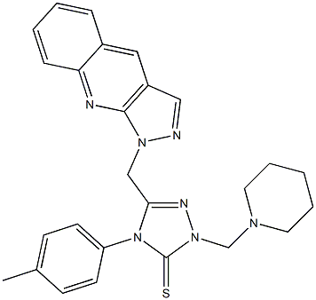 1-[[[2-(Piperidinomethyl)-3-thioxo-4-(4-methylphenyl)-2,3-dihydro-4H-1,2,4-triazol]-5-yl]methyl]-1H-pyrazolo[3,4-b]quinoline 结构式