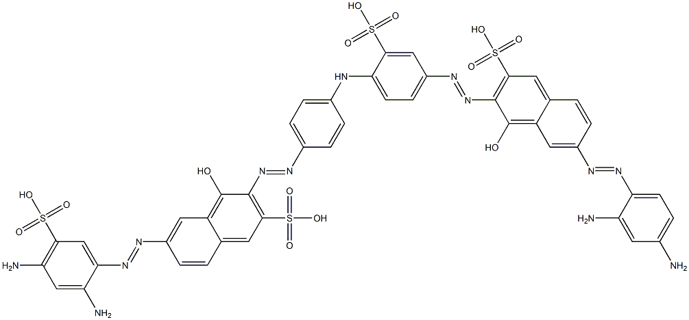 6-[(2,4-Diaminophenyl)azo]-3-[[4-[[4-[[7-[(2,4-diamino-5-sulfophenyl)azo]-1-hydroxy-3-sulfonaphthalen-2-yl]azo]phenyl]amino]-3-sulfophenyl]azo]-4-hydroxy-2-naphthalenesulfonic acid 结构式