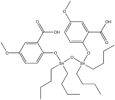 Bis(5-methoxysalicylic acid)1,1,3,3-tetrabutyl-1,3-distanna-2-oxapropane-1,3-diyl ester 结构式