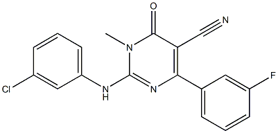 2-[(3-Chlorophenyl)amino]-3-methyl-4-oxo-6-(3-fluorophenyl)-3,4-dihydropyrimidine-5-carbonitrile 结构式