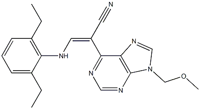 9-(Methoxymethyl)-6-[(E)-1-cyano-2-[(2,6-diethylphenyl)amino]ethenyl]-9H-purine 结构式