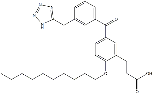 2-(Decyloxy)-5-[3-(1H-tetrazol-5-ylmethyl)benzoyl]benzenepropanoic acid 结构式