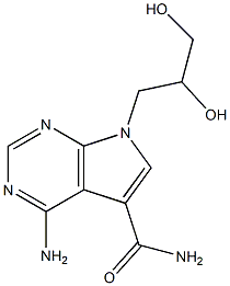 4-Amino-7-(2,3-dihydroxypropyl)-7H-pyrrolo[2,3-d]pyrimidine-5-carboxamide 结构式