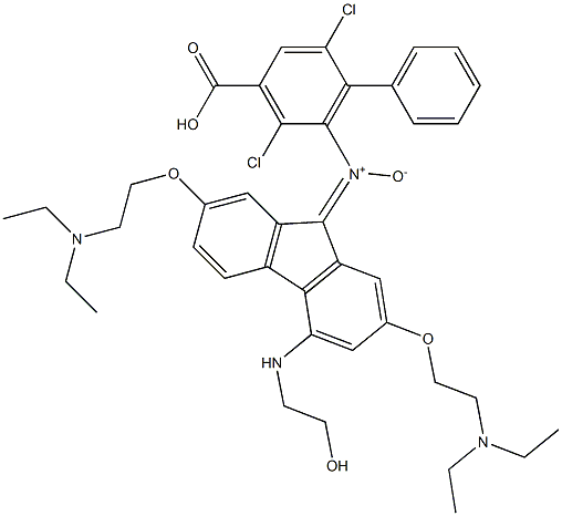 N-[2,7-Bis[2-(diethylamino)ethoxy]-9H-fluoren-9-ylidene]-4-[(2-hydroxyethyl)amino]phenylamineN-oxide 结构式